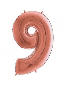 Balão Número 9 Rosa Dourado